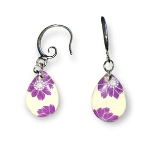 Unique 1 of a kind ~ CLAY Dangle earrings ~ Stainless steel Silver hook back ~